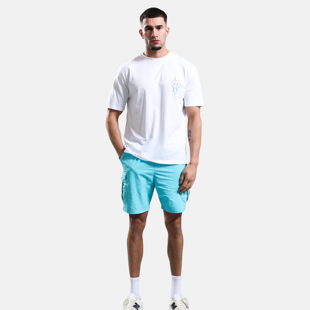 Marshall Artist Newport Cargo Short Cyan | Northern Threads Designer Menswear
