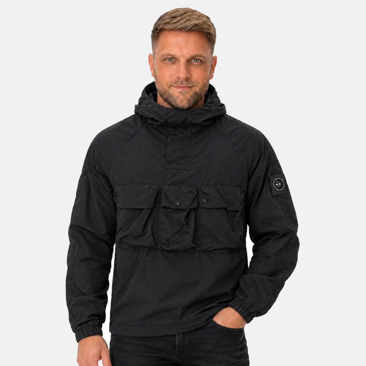 Marshall Artist Sefton 1/4 Zip Jacket Black | Northern Threads Designer Menswear