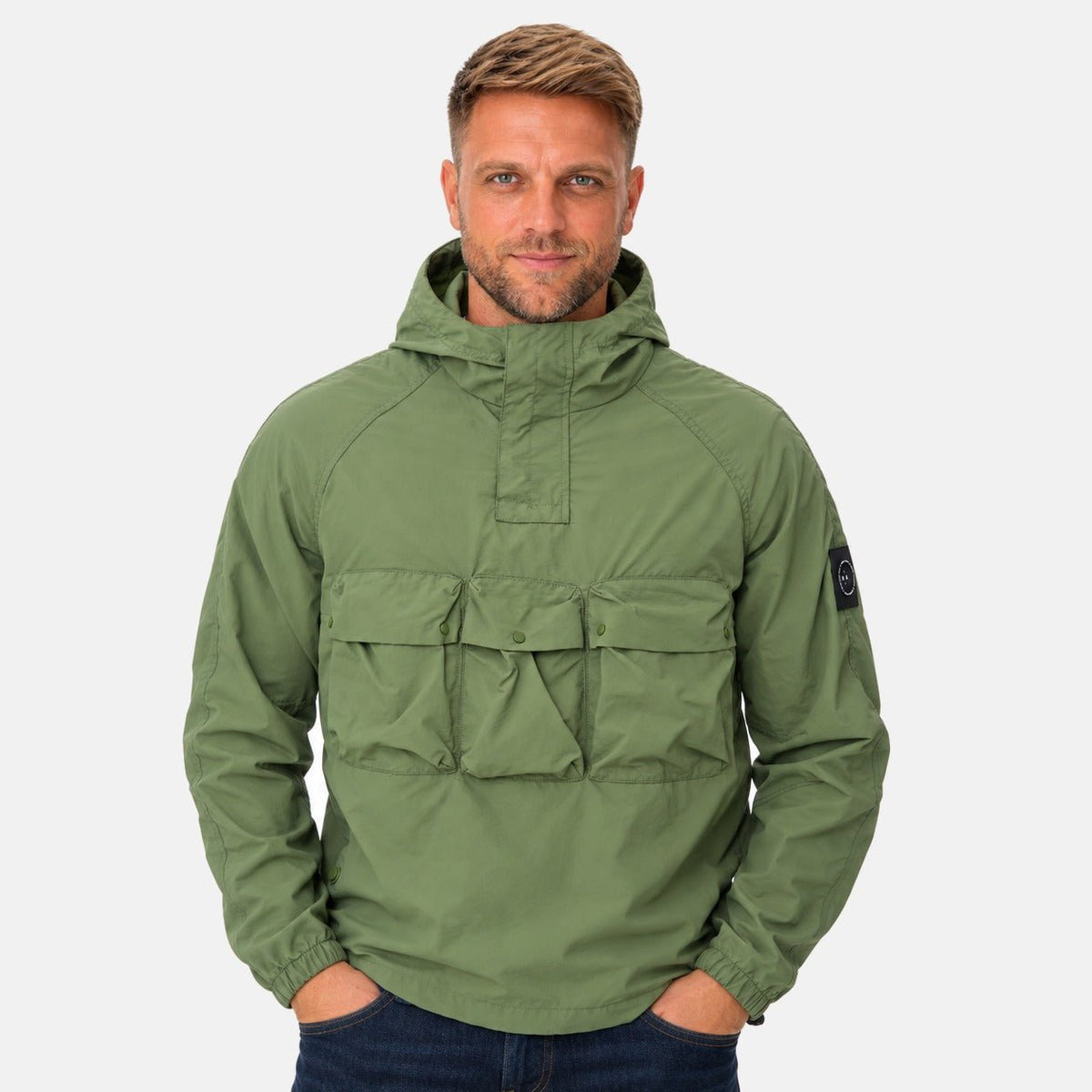 Marshall Artist Sefton 1/4 Zip Jacket Khaki | Northern Threads Designer Menswear