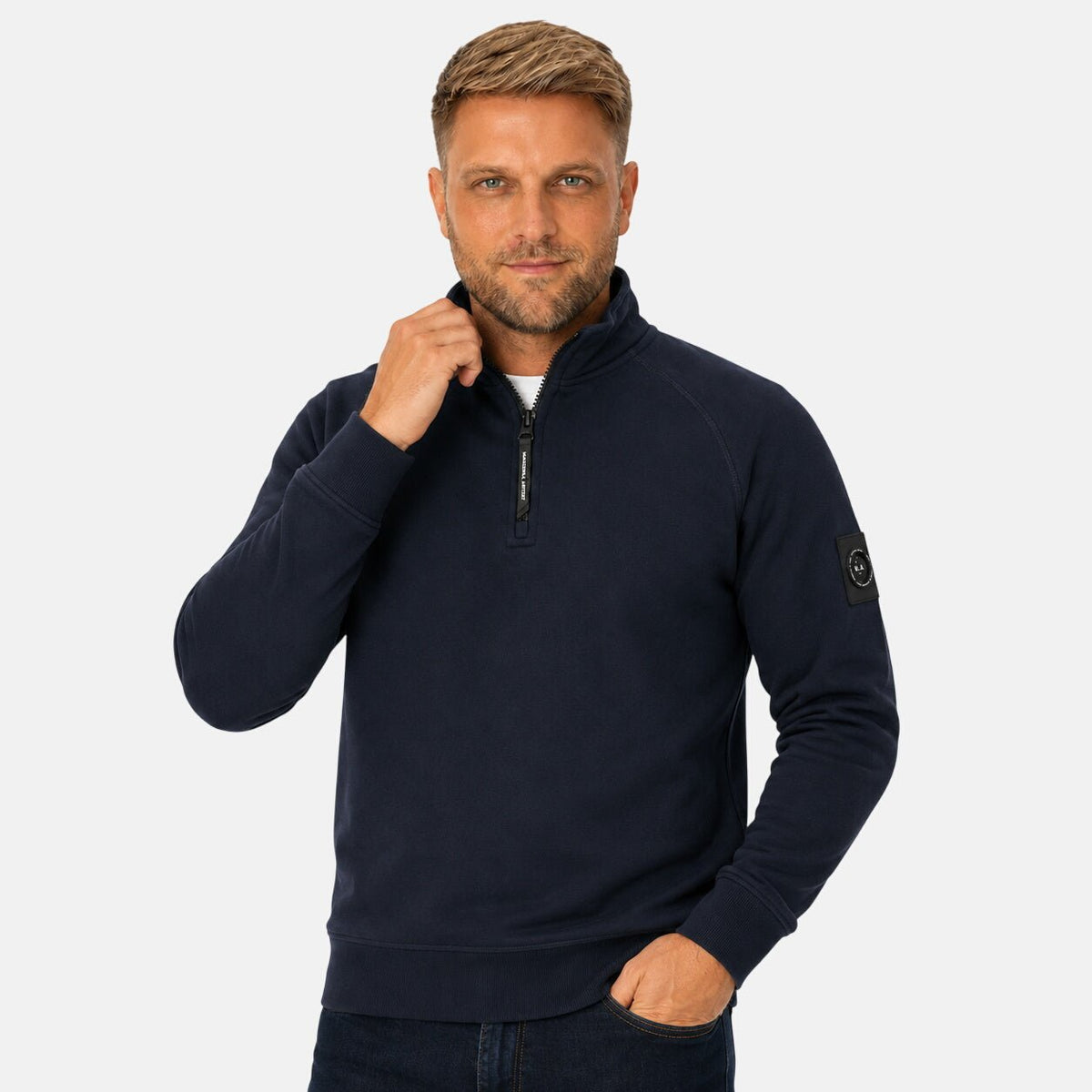 Marshall Artist Siren 1/4 Zip Sweatshirt Navy | Northern Threads Designer Menswear