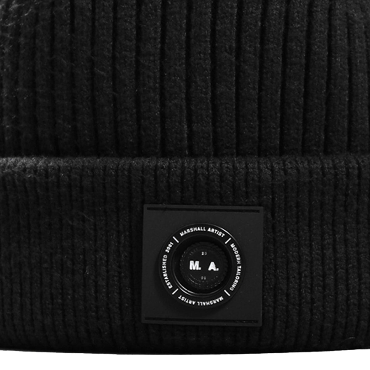 Marshall Artist Siren Cable Knit Beanie Hat Black | Northern Threads Designer Menswear