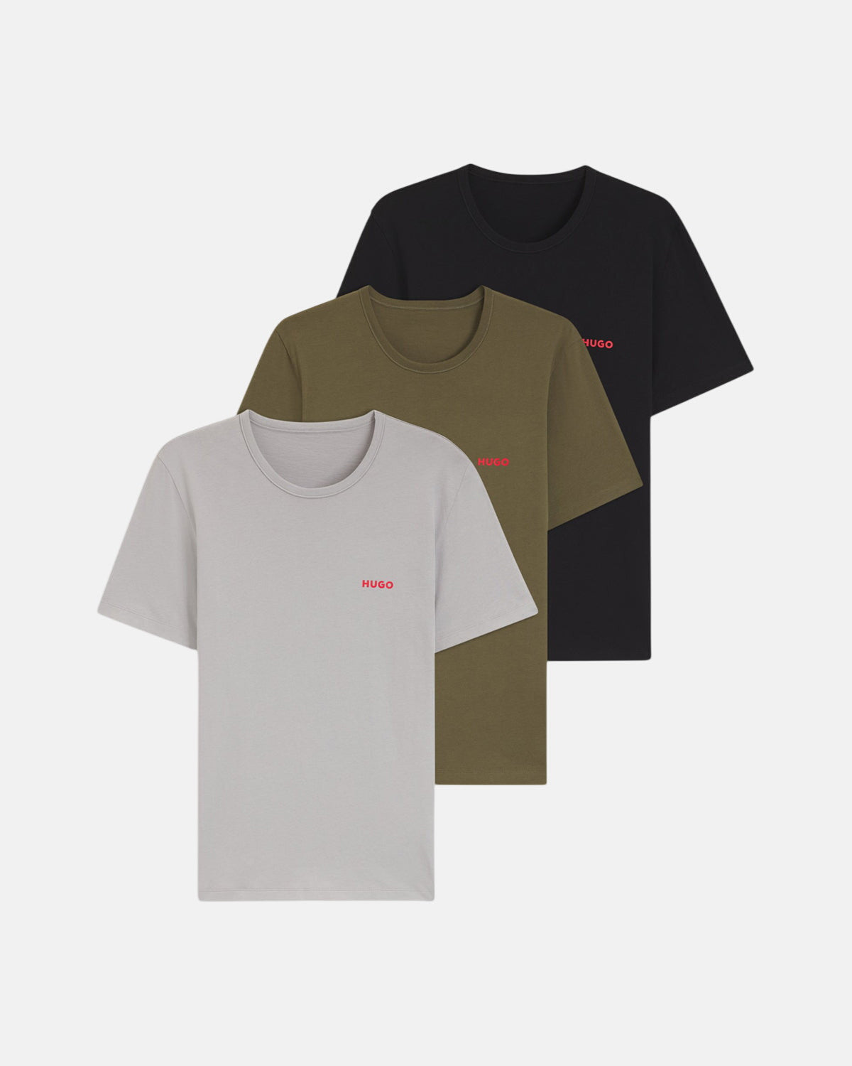 HUGO 3-Pack Cotton T-Shirts Black Grey Green - Northern Threads