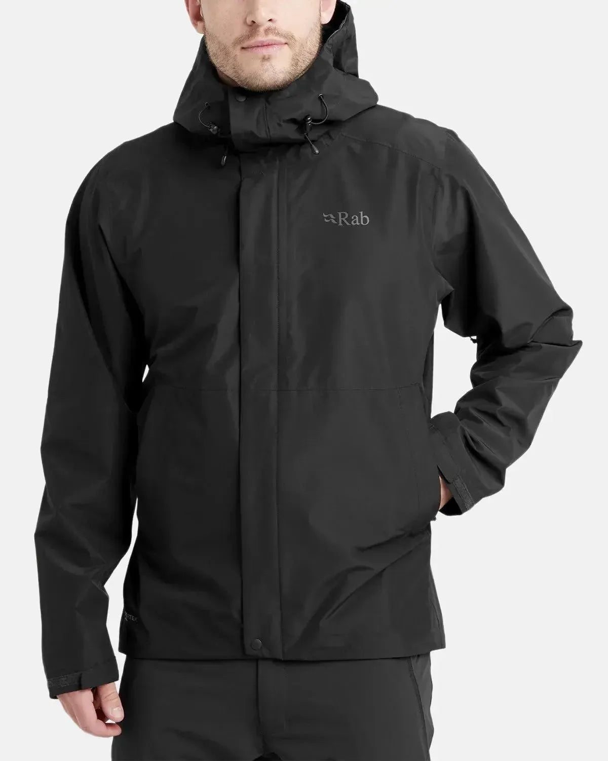 RAB-RAB DOWNPOOR WATERPROOF JACKET BLACK-NORTHERN THREADS DESIGNER MENSWEAR