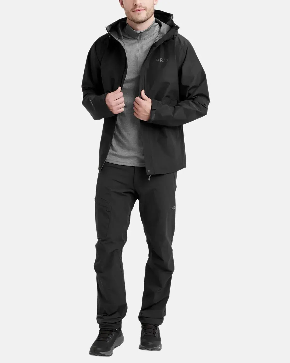 RAB-RAB DOWNPOOR WATERPROOF JACKET BLACK-NORTHERN THREADS DESIGNER MENSWEAR
