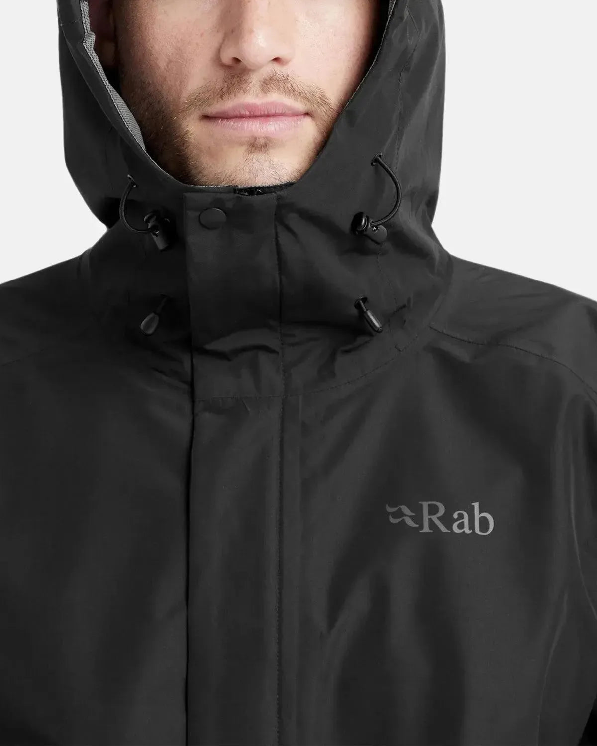 RAB-RAB DOWNPOOR WATERPROOF JACKET BLACK-NORTHERN THREADS DESIGNER MENSWEAR