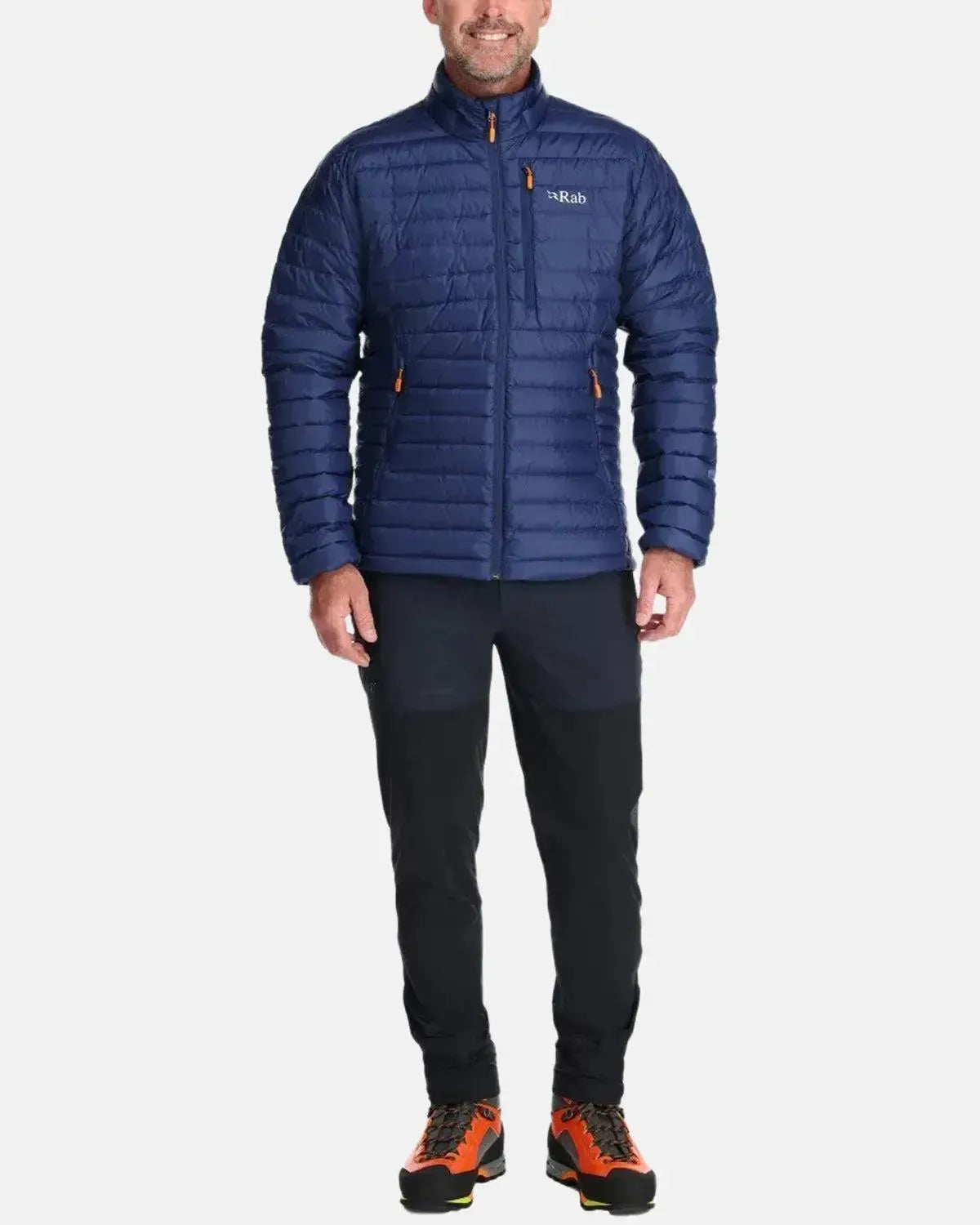 RAB-RAB MICROLIGHT DOWN JACKET DEEP INK MARMALADE-NORTHERN THREADS DESIGNER MENSWEAR