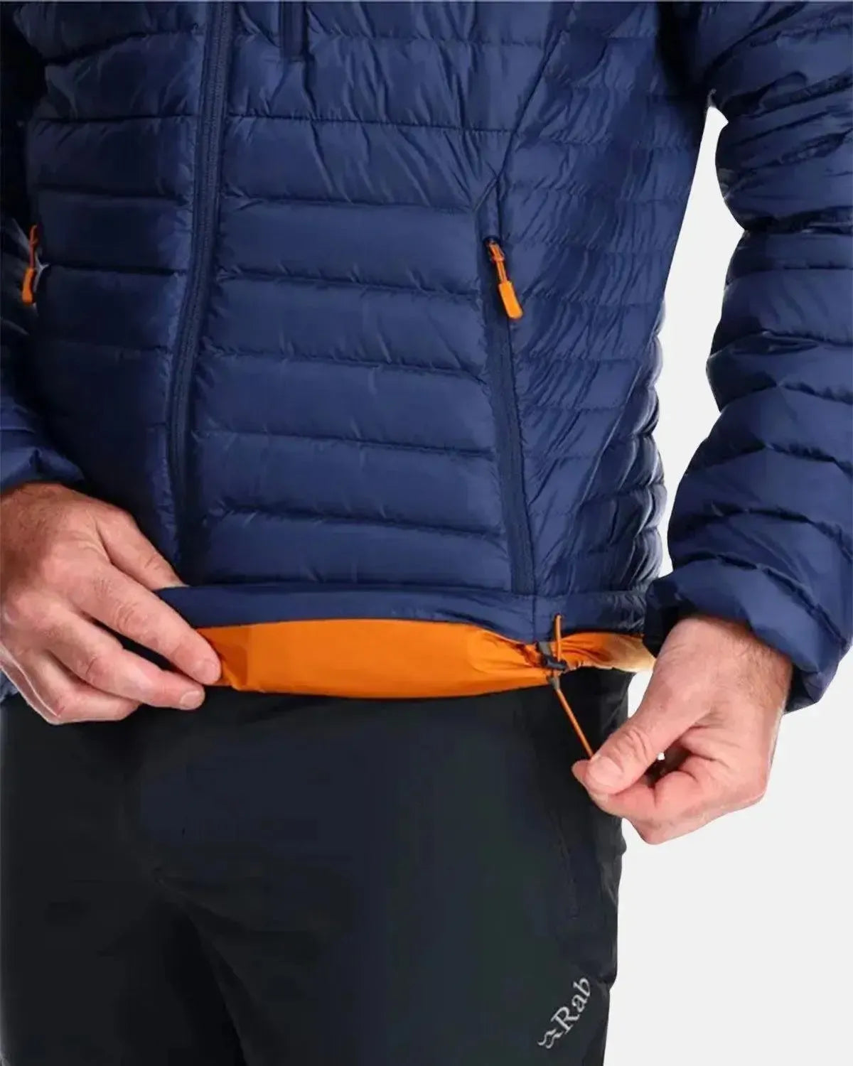 RAB-RAB MICROLIGHT DOWN JACKET DEEP INK MARMALADE-NORTHERN THREADS DESIGNER MENSWEAR