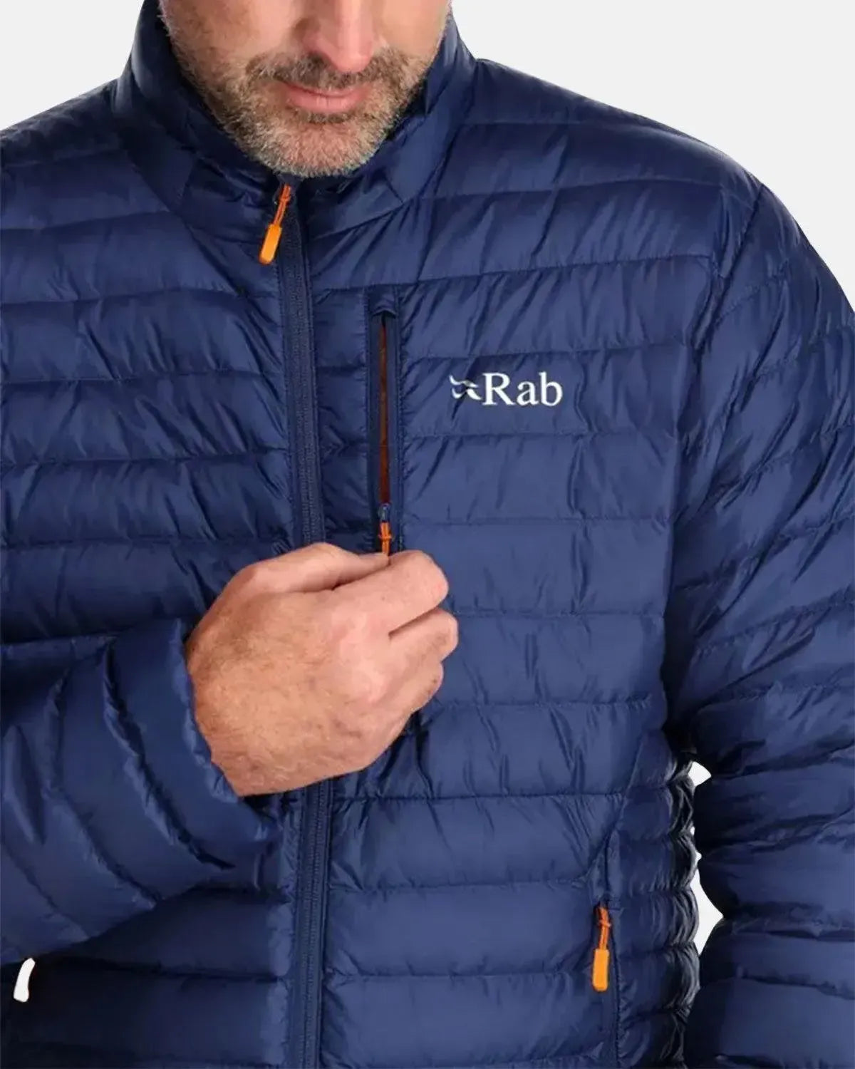 RAB-RAB MICROLIGHT DOWN JACKET DEEP INK MARMALADE-NORTHERN THREADS DESIGNER MENSWEAR