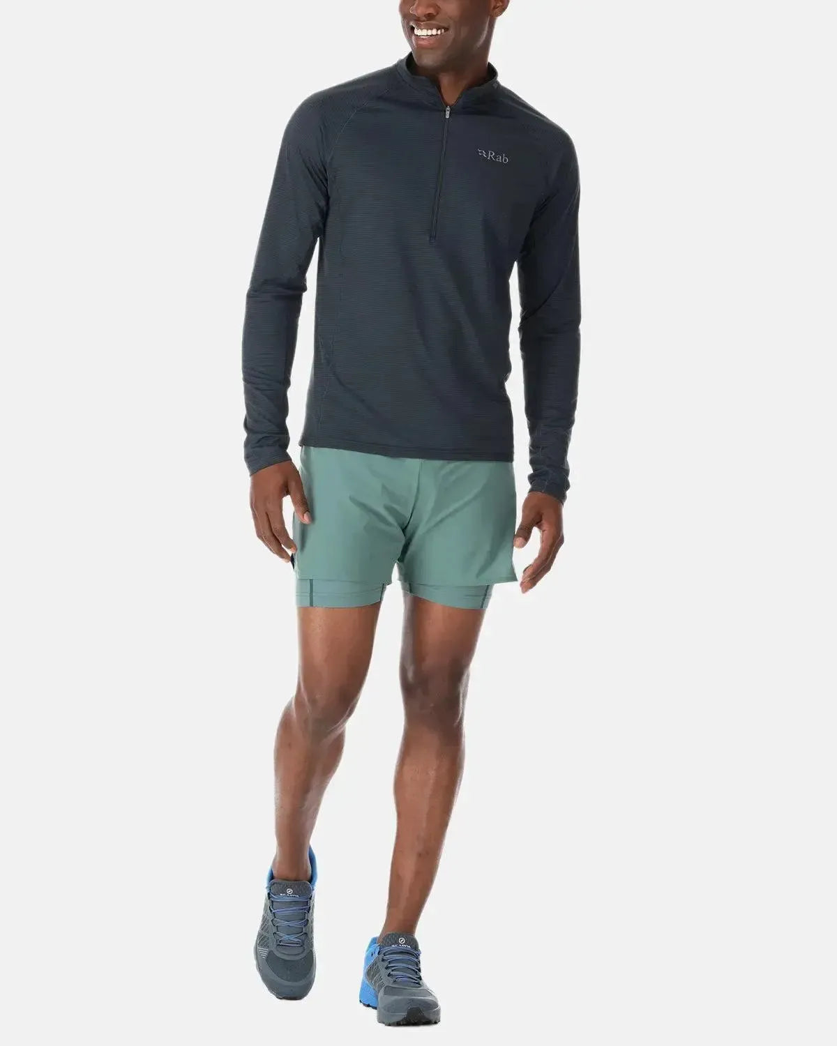RAB-RAB SONIC 1/4 ZIP LS T-SHIRT BELUGA-NORTHERN THREADS DESIGNER MENSWEAR