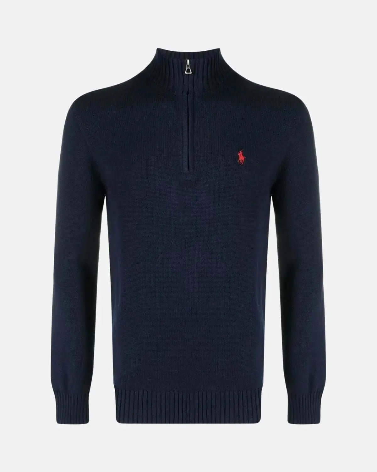 RALPH LAUREN COTTON 1/4 ZIP JUMPER HUNTER NAVY - RALPH-LAUREN-710859939-002-M - northern threads uk