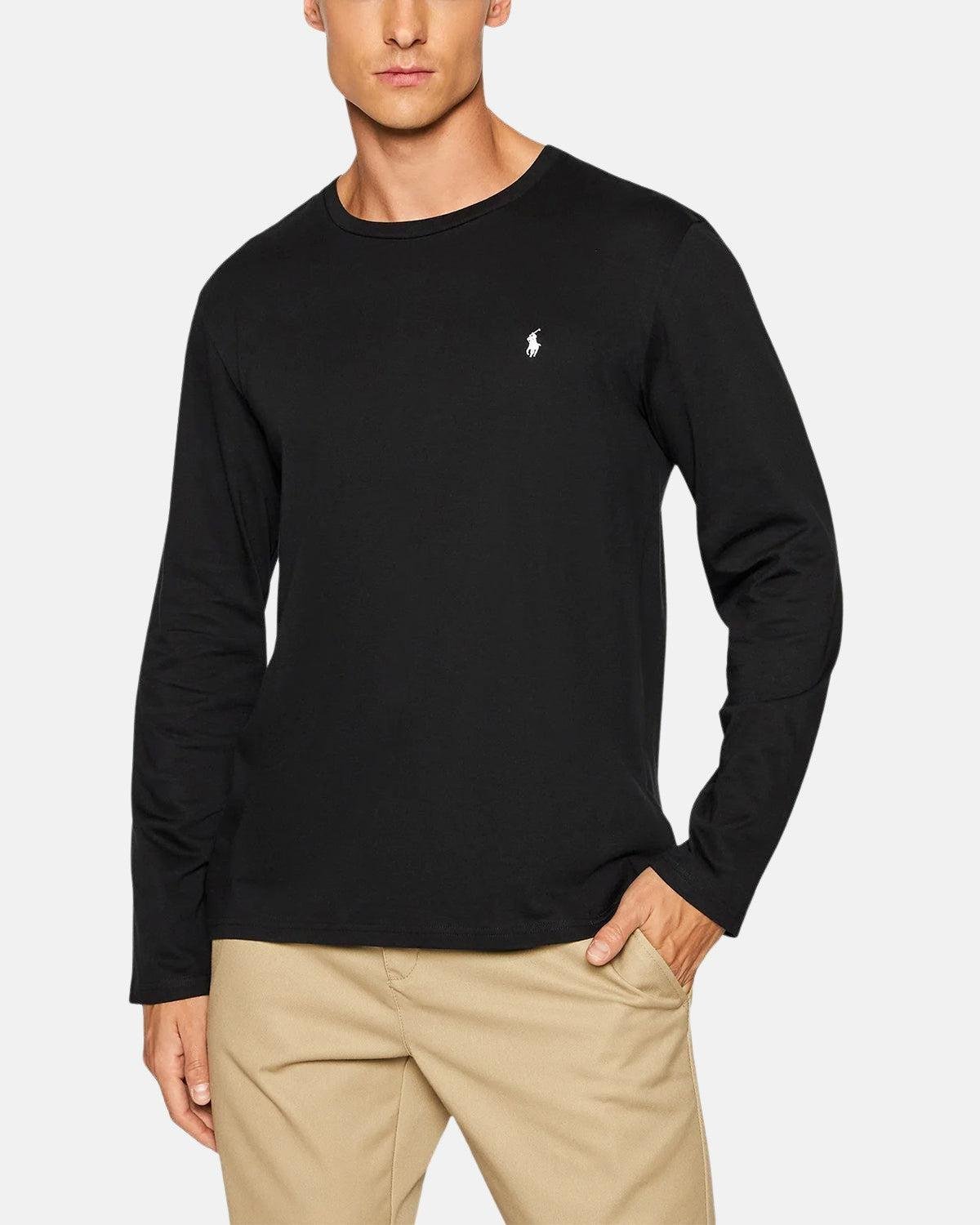 RALPH LAUREN COTTON JERSEY LONG SLEEVE T - SHIRT BLACK - northern threads