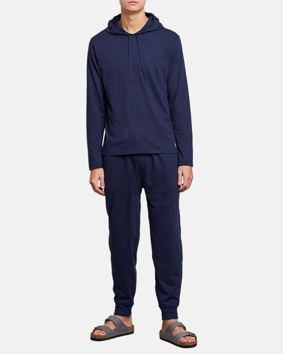 RALPH LAUREN COTTON JERSEY SLEEP HOODIE NAVY - northern threads