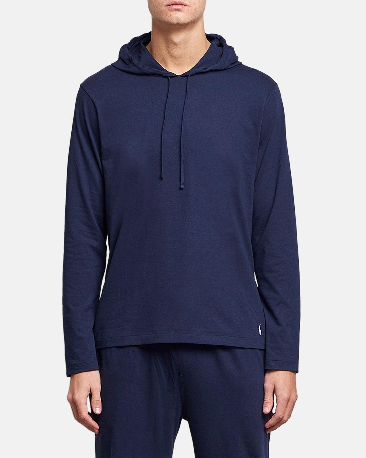 RALPH LAUREN COTTON JERSEY SLEEP HOODIE NAVY - northern threads