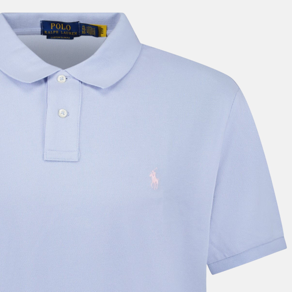 Ralph Lauren Cotton Mesh Custom Slim Fit Polo Shirt Light Blue - A72 - northern threads uk