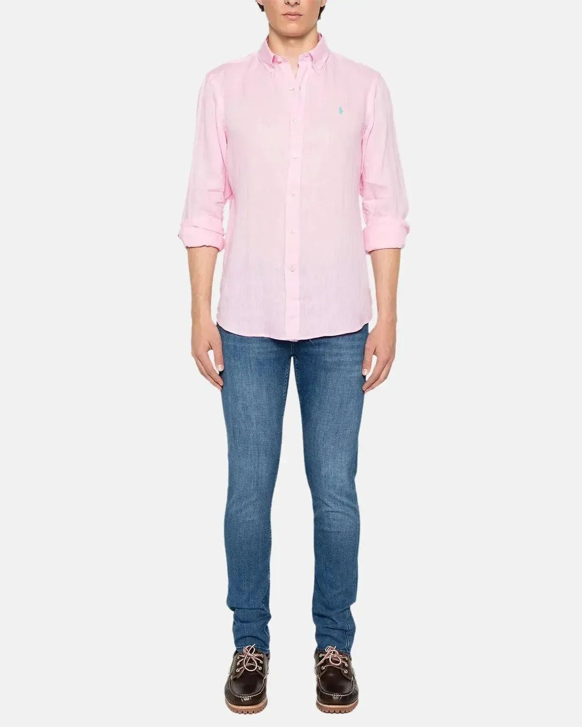 RALPH LAUREN CUSTOM FIT LINEN SHIRT CARMEL PINK - northern threads