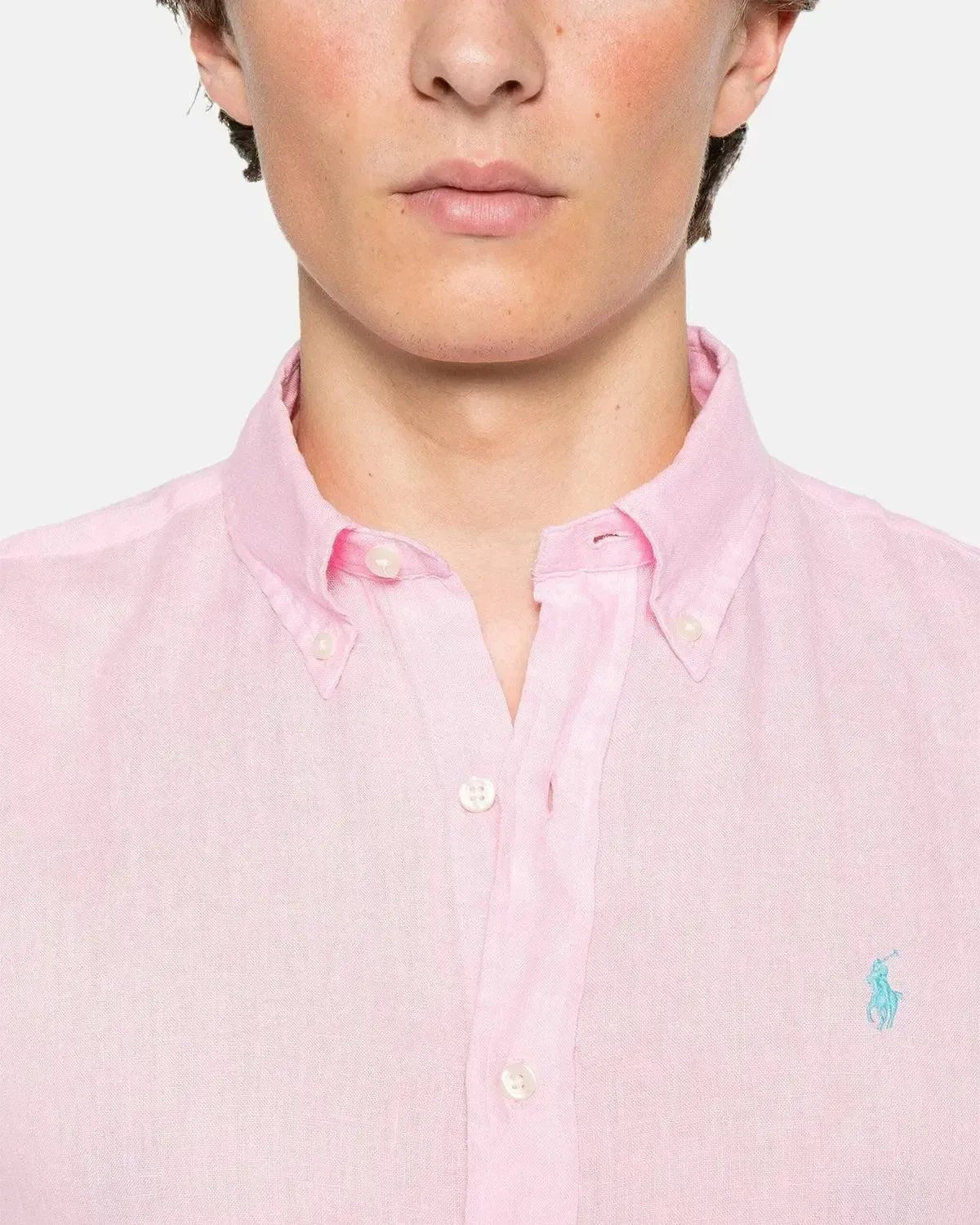 RALPH LAUREN CUSTOM FIT LINEN SHIRT CARMEL PINK - northern threads