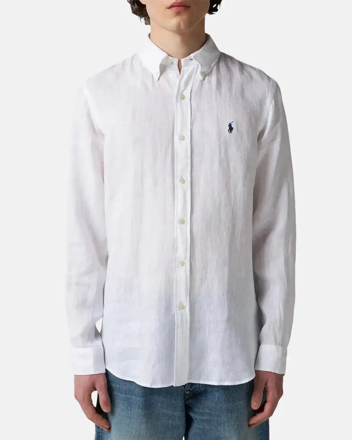 RALPH LAUREN CUSTOM FIT LINEN SHIRT CERAMIC WHITE - northern threads