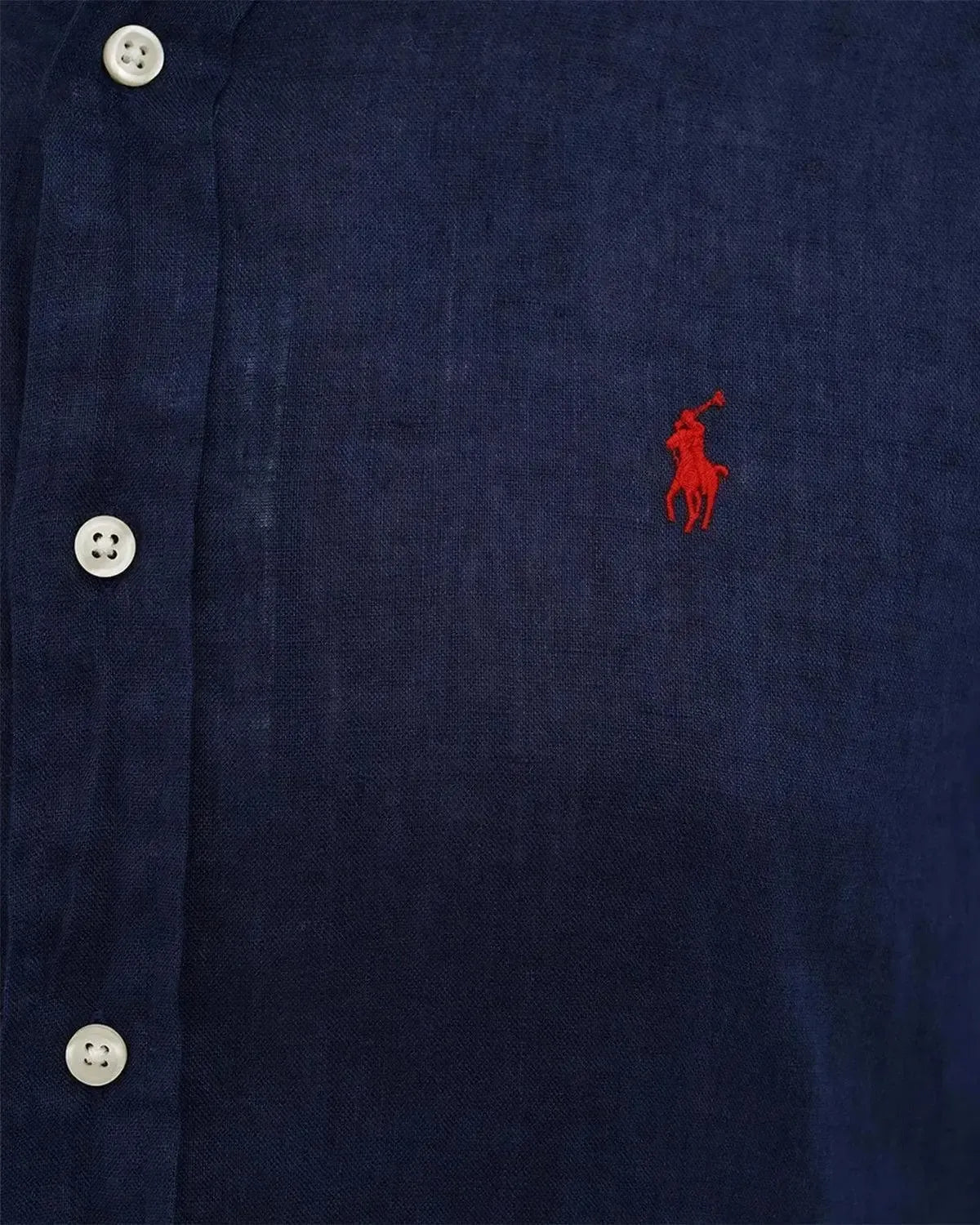 RALPH LAUREN CUSTOM FIT LINEN SHIRT NEWPORT NAVY - RALPH-LAUREN-710966294-006-S - northern threads uk