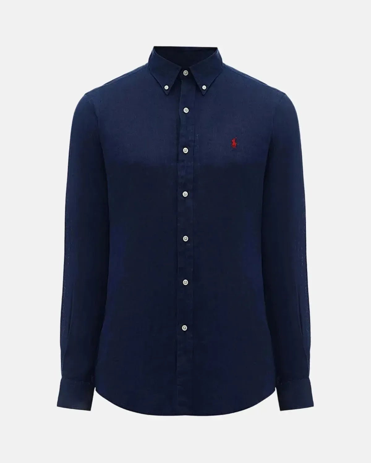 RALPH LAUREN CUSTOM FIT LINEN SHIRT NEWPORT NAVY - RALPH-LAUREN-710966294-006-S - northern threads uk