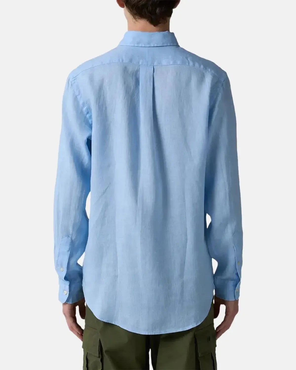 RALPH LAUREN CUSTOM FIT LINEN SHIRT OFFICE BLUE - RALPH-LAUREN-710966294-008-S - northern threads uk