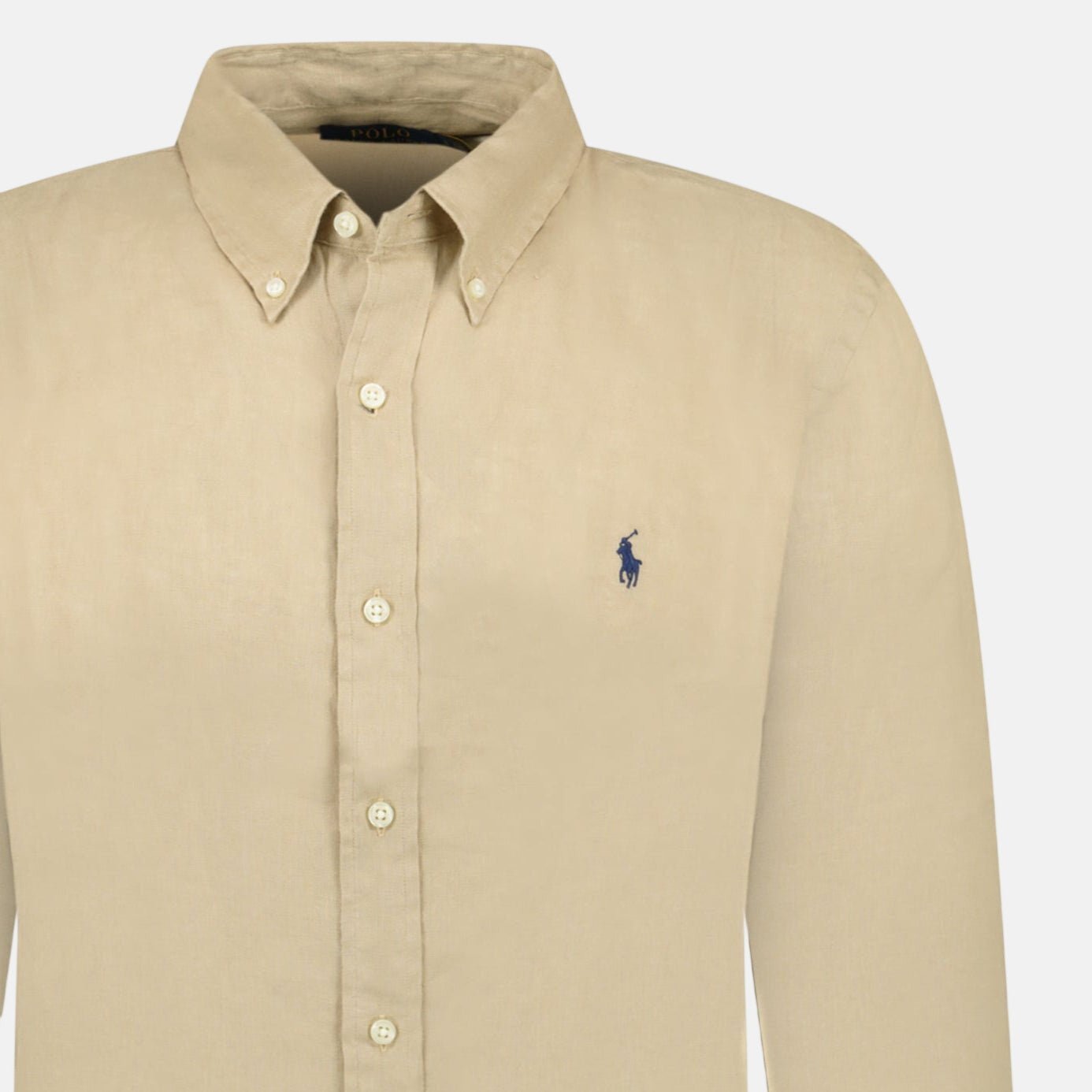 Ralph Lauren Custom Fit Long Sleeve Stretch Sport Shirt Costal Beige - SH1 - northern threads uk