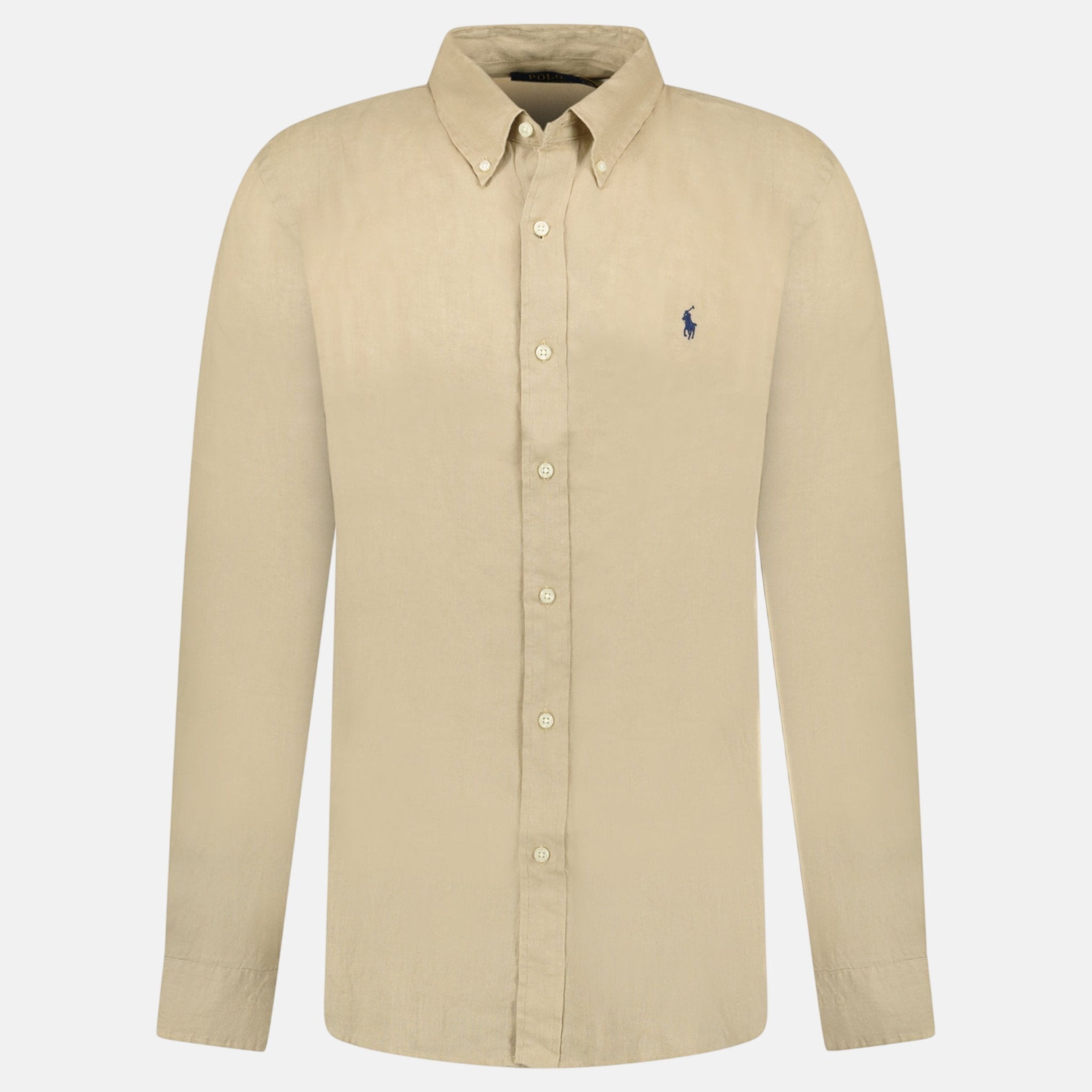 Ralph Lauren Custom Fit Long Sleeve Stretch Sport Shirt Costal Beige - SH1 - northern threads uk