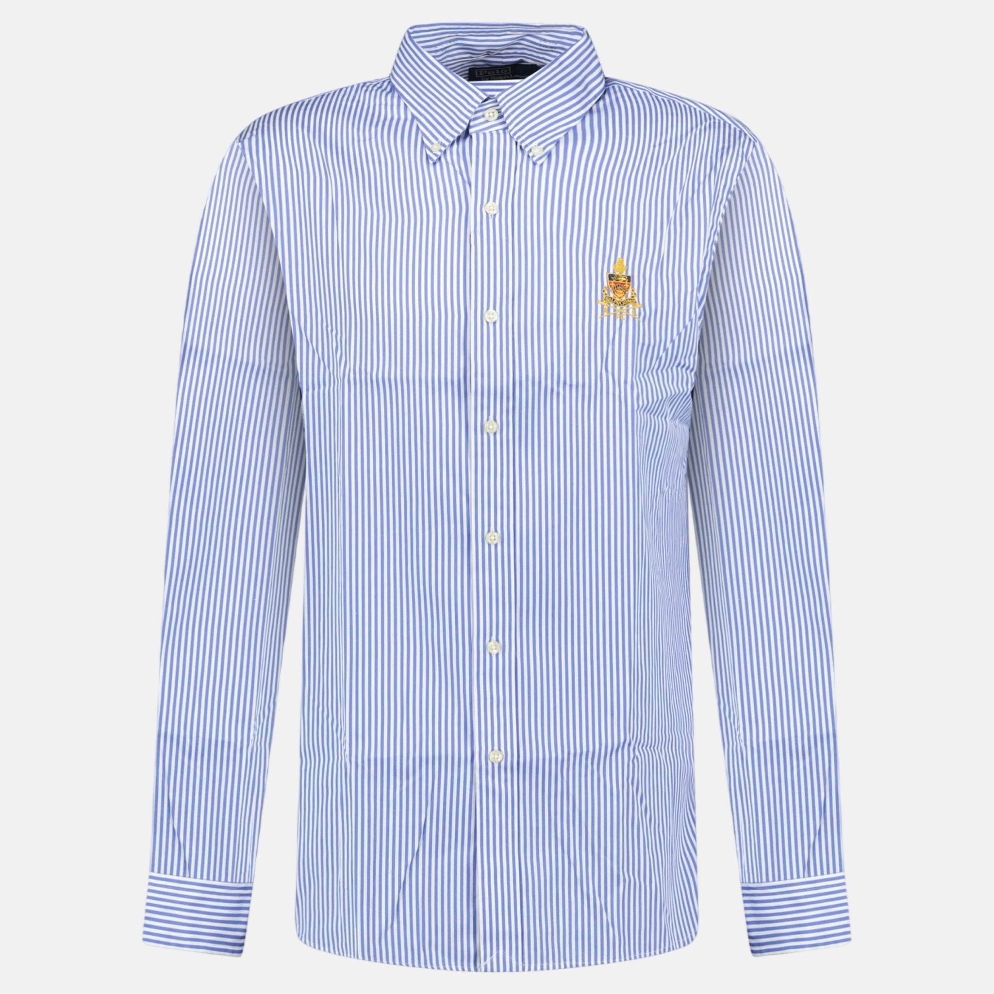 Ralph Lauren Custom Fit Long Sleeve Stretch Sport Shirt White Blue - SH1 - northern threads uk