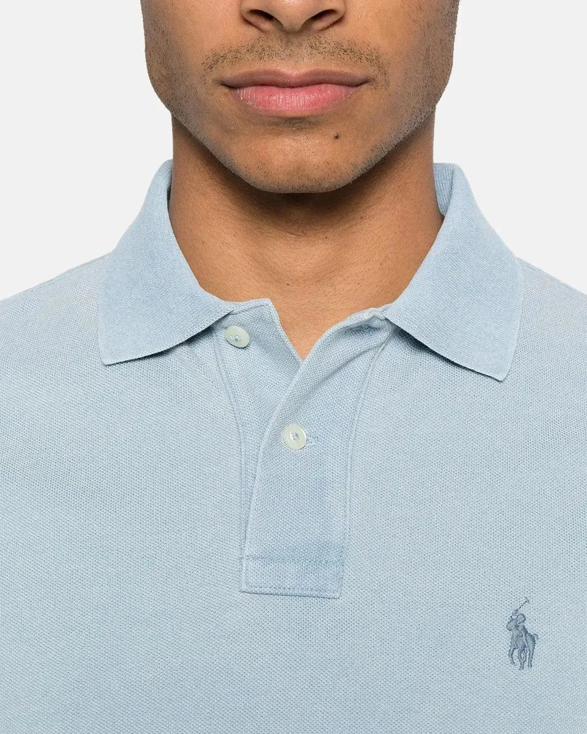 RALPH LAUREN CUSTOM SLIM FIT INDIGO MESH POLO SHIRT LIGHT INDIGO - northern threads