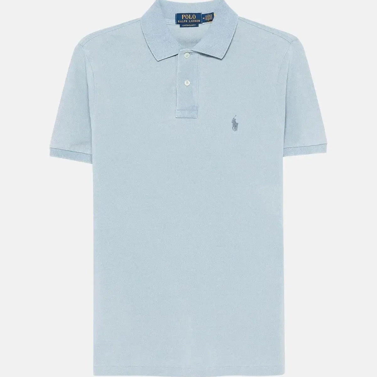 RALPH LAUREN CUSTOM SLIM FIT INDIGO MESH POLO SHIRT LIGHT INDIGO