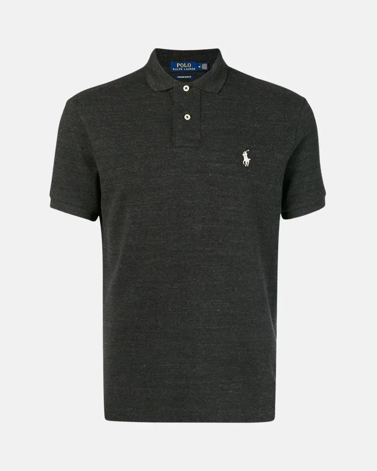 RALPH LAUREN CUSTOM SLIM FIT MESH POLO SHIRT BLACK MARL HEATHER