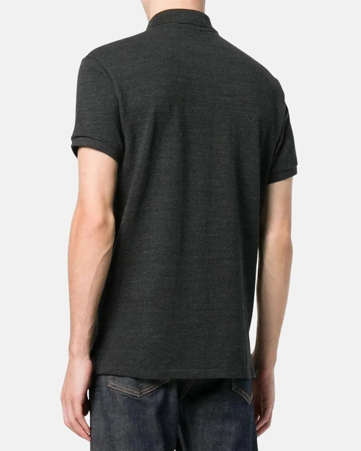 RALPH LAUREN CUSTOM SLIM FIT MESH POLO SHIRT BLACK MARL HEATHER - northern threads