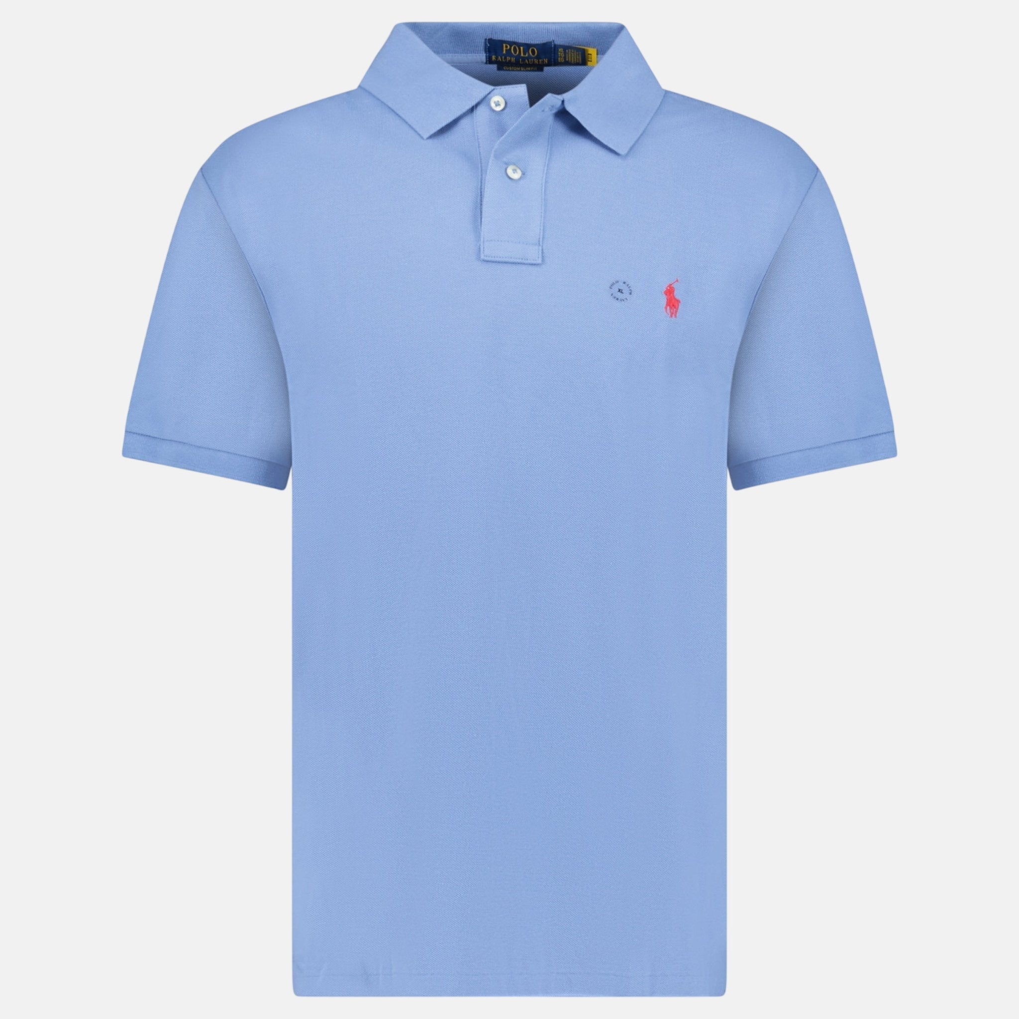 Ralph Lauren Custom Slim Fit Mesh Polo Shirt Campus Blue - N10 - northern threads uk