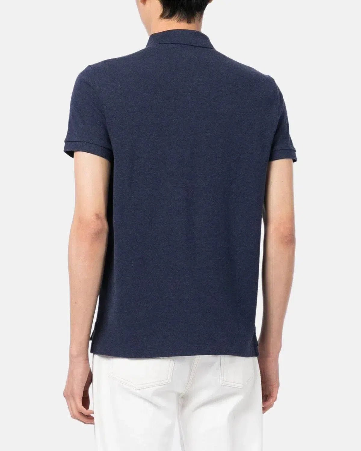 RALPH LAUREN CUSTOM SLIM FIT MESH POLO SHIRT HEATHER NAVY - northern threads