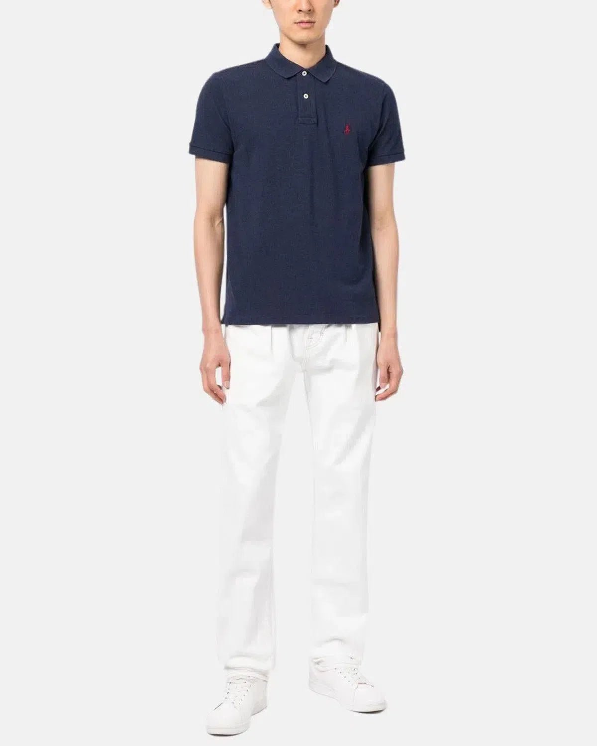 RALPH LAUREN CUSTOM SLIM FIT MESH POLO SHIRT HEATHER NAVY - northern threads