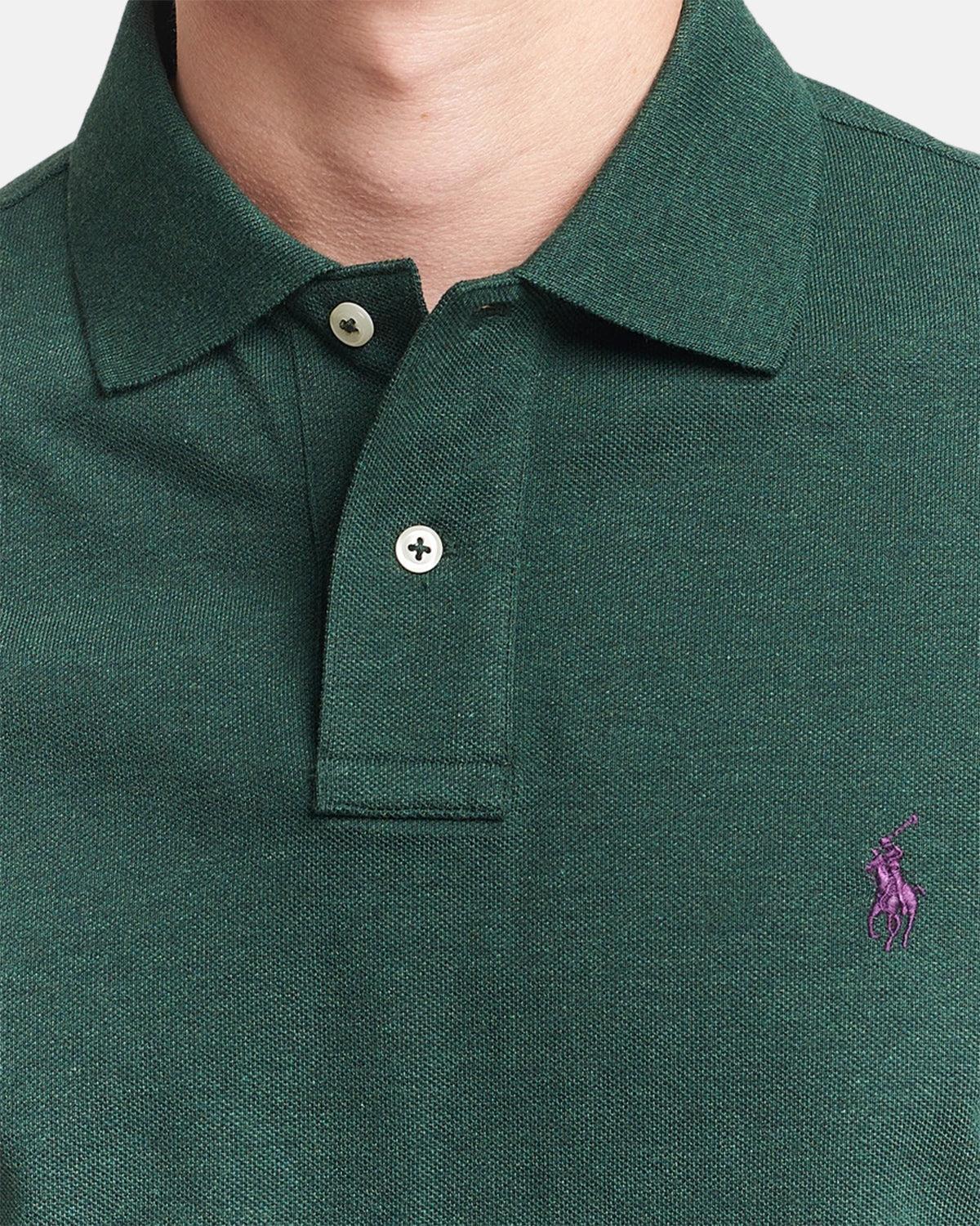 RALPH LAUREN CUSTOM SLIM FIT MESH POLO SHIRT SCOTCH PINE HEATHER - northern threads