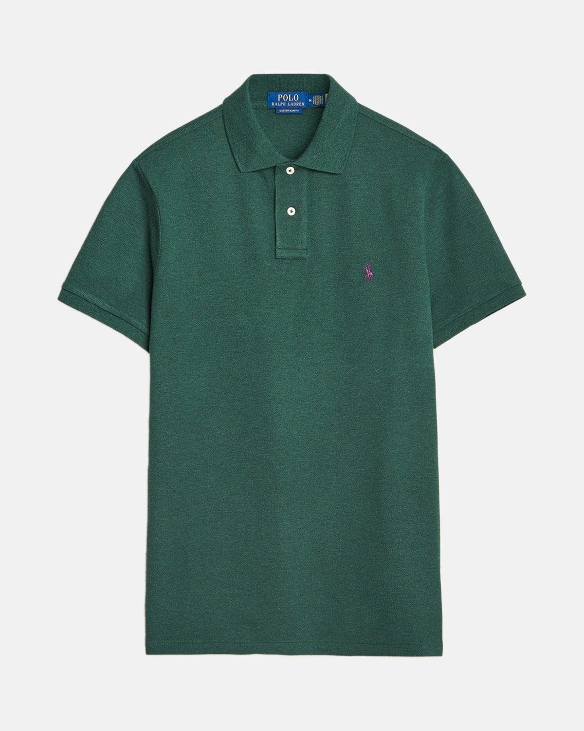 RALPH LAUREN CUSTOM SLIM FIT MESH POLO SHIRT SCOTCH PINE HEATHER - RALPH-LAUREN-710680784-468-M - northern threads uk