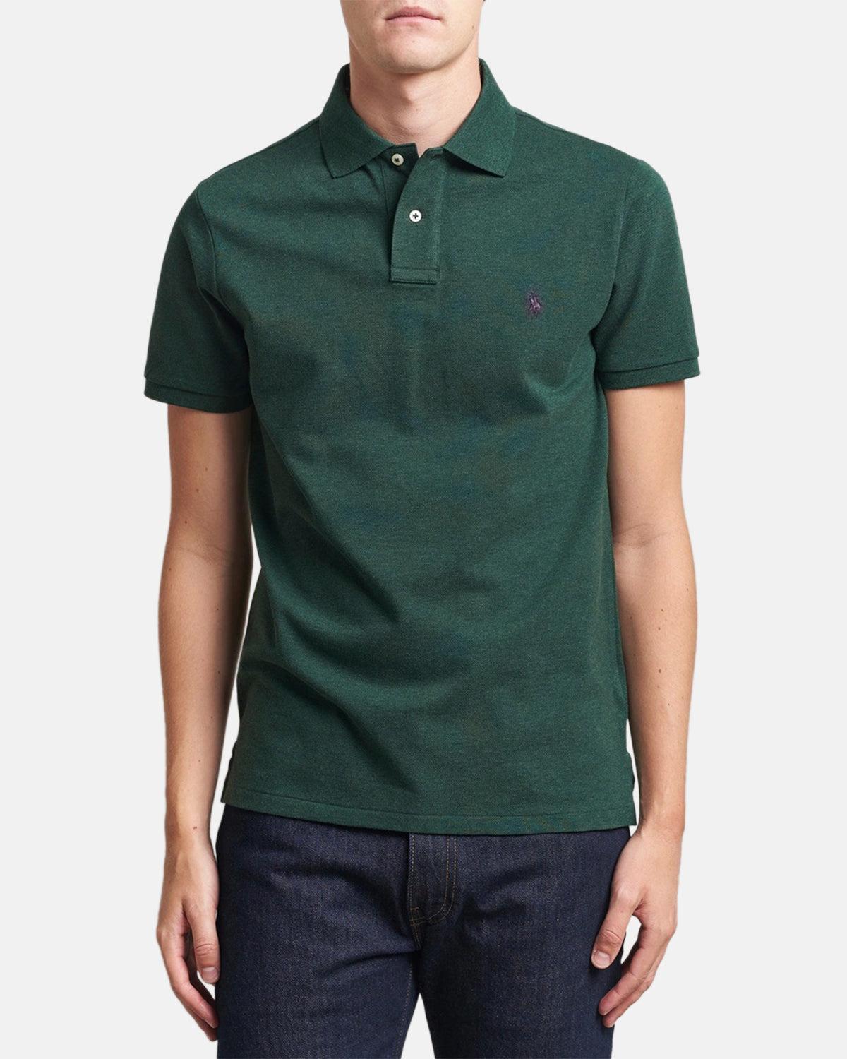 RALPH LAUREN CUSTOM SLIM FIT MESH POLO SHIRT SCOTCH PINE HEATHER - northern threads