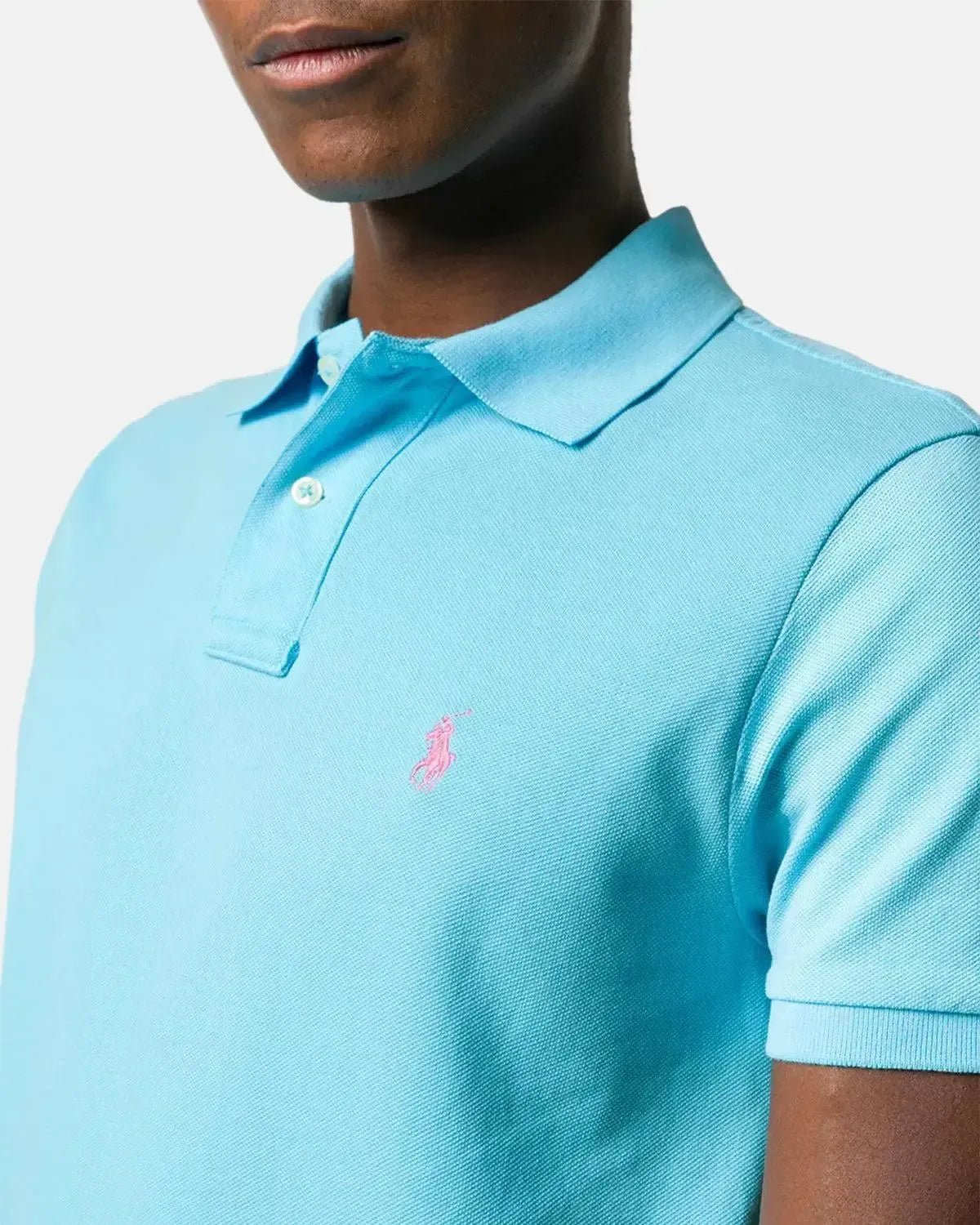 RALPH LAUREN CUSTOM SLIM FIT MESH POLO SHIRT TURQUOISE NOVA - northern threads