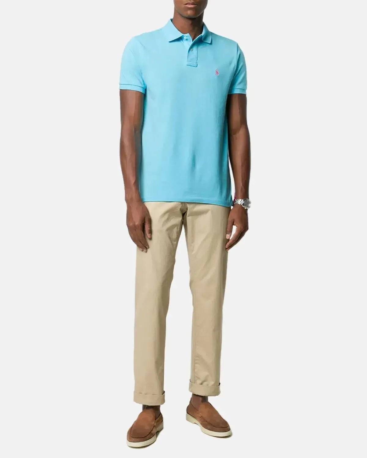RALPH LAUREN CUSTOM SLIM FIT MESH POLO SHIRT TURQUOISE NOVA - northern threads