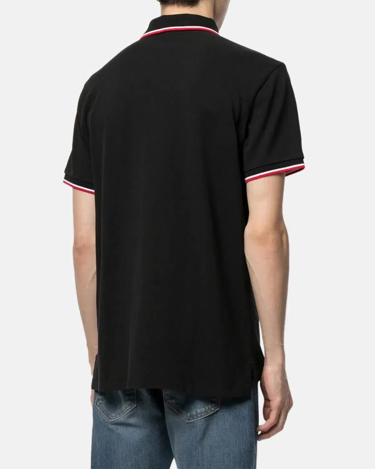 RALPH LAUREN CUSTOM SLIM FIT MESH TIPPED POLO SHIRT BLACK - RALPH-LAUREN-710842621-001-S - northern threads uk