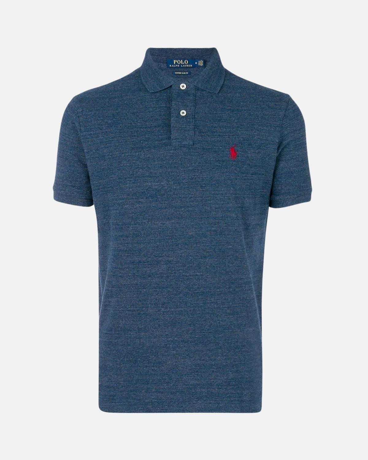 RALPH LAUREN CUSTOM SLIM FIT POLO SHIRT ROYAL HEATHER - RALPH-LAUREN-710666998-005-S - northern threads uk