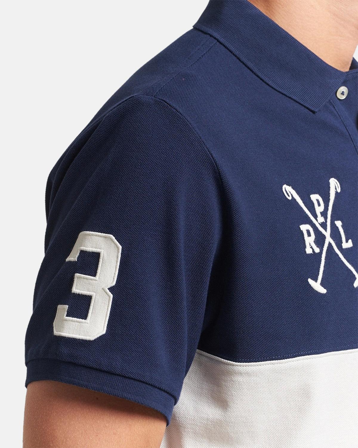 RALPH LAUREN CUSTOM SLIM FIT TEAM COLOURS POLO SHIRT NEWPORT NAVY NEVIS - RALPH-LAUREN-710978079-001-M - northern threads uk