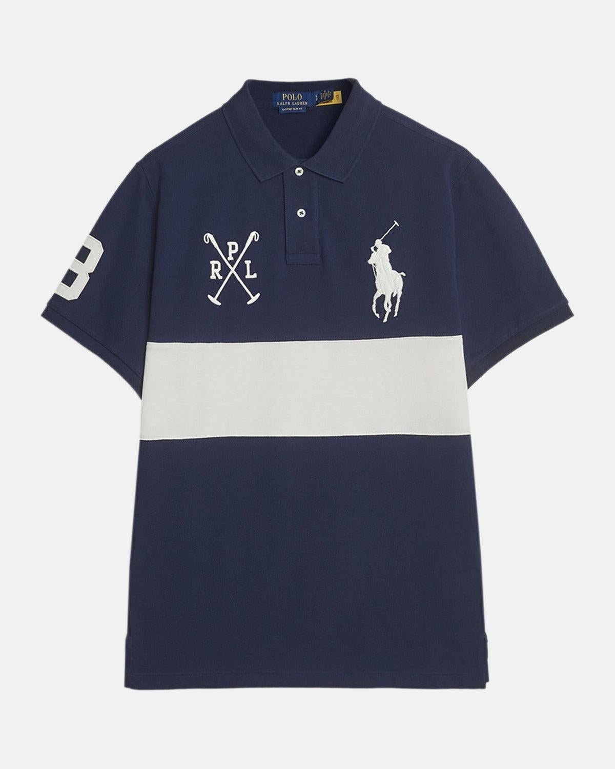 RALPH LAUREN CUSTOM SLIM FIT TEAM COLOURS POLO SHIRT NEWPORT NAVY NEVIS - RALPH-LAUREN-710978079-001-M - northern threads uk
