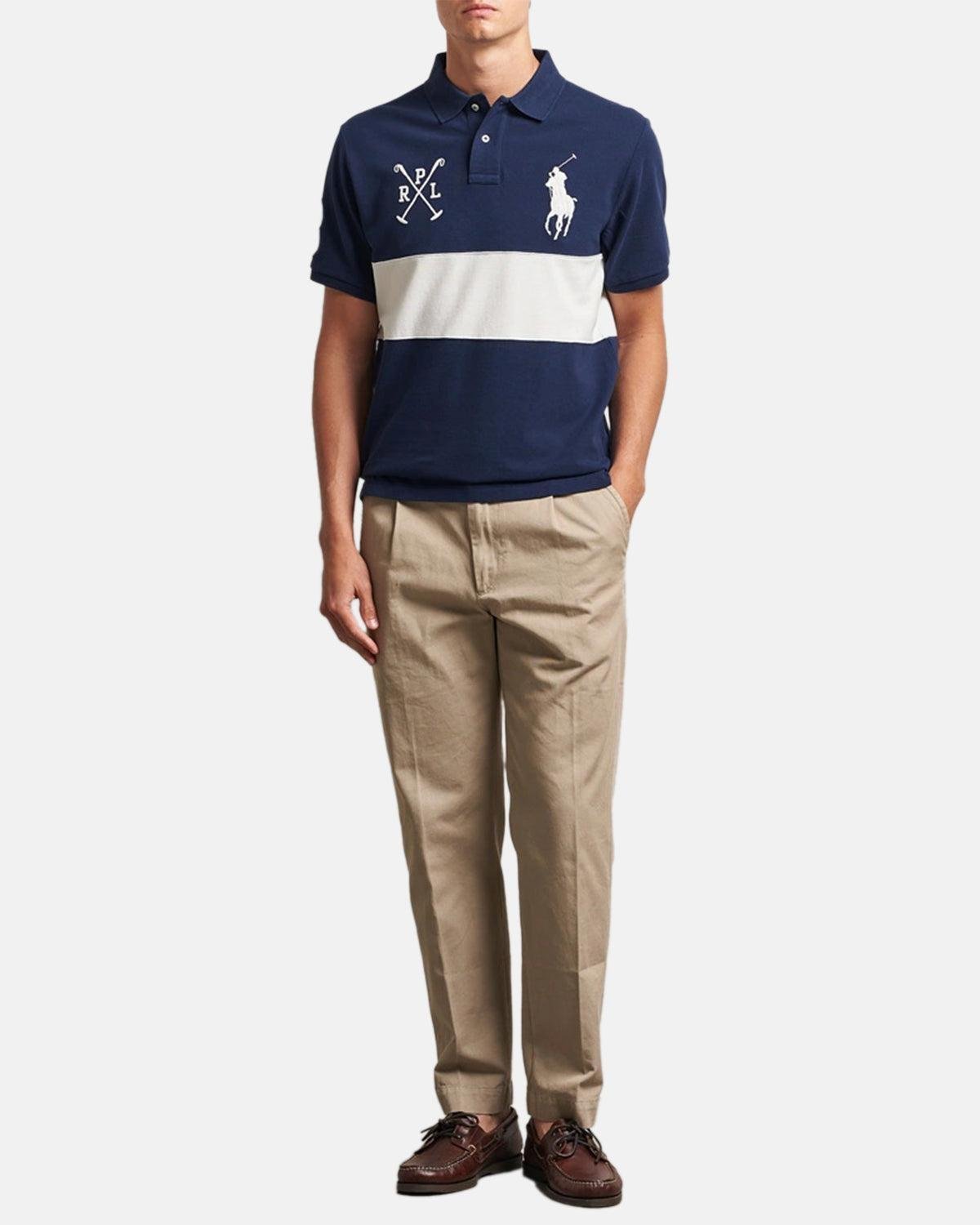 RALPH LAUREN CUSTOM SLIM FIT TEAM COLOURS POLO SHIRT NEWPORT NAVY NEVIS - RALPH-LAUREN-710978079-001-M - northern threads uk