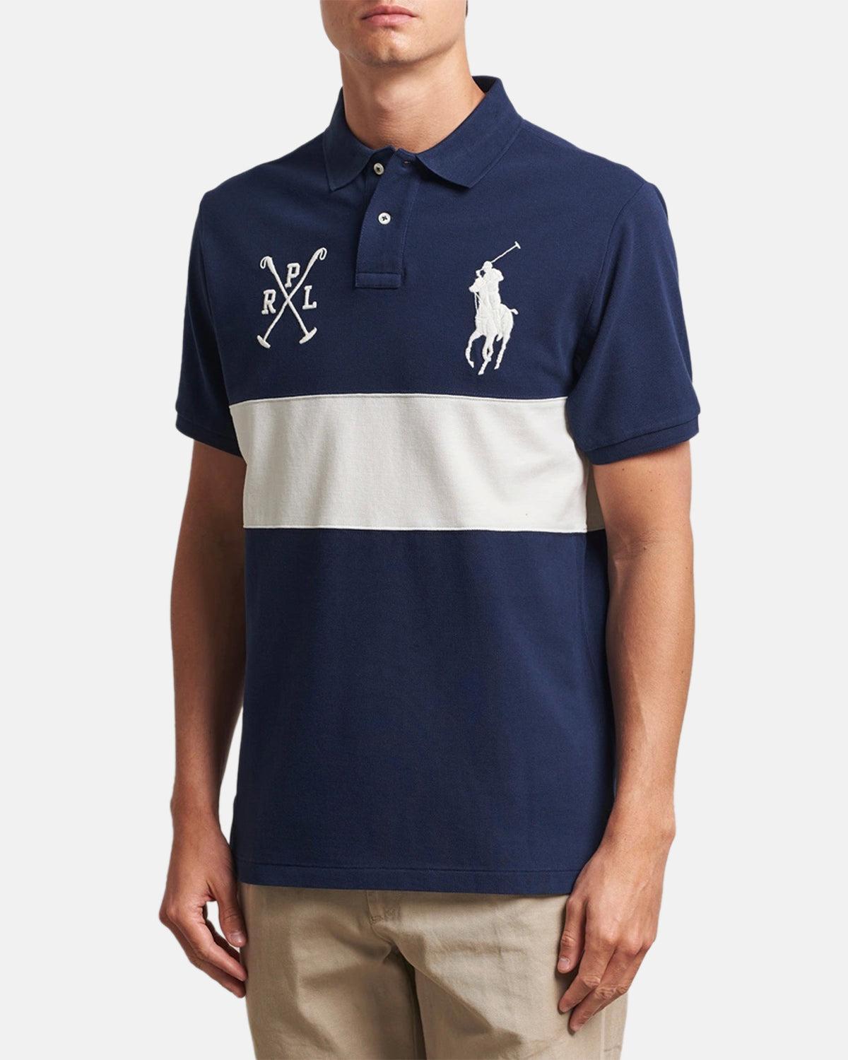 RALPH LAUREN CUSTOM SLIM FIT TEAM COLOURS POLO SHIRT NEWPORT NAVY NEVIS - RALPH-LAUREN-710978079-001-M - northern threads uk