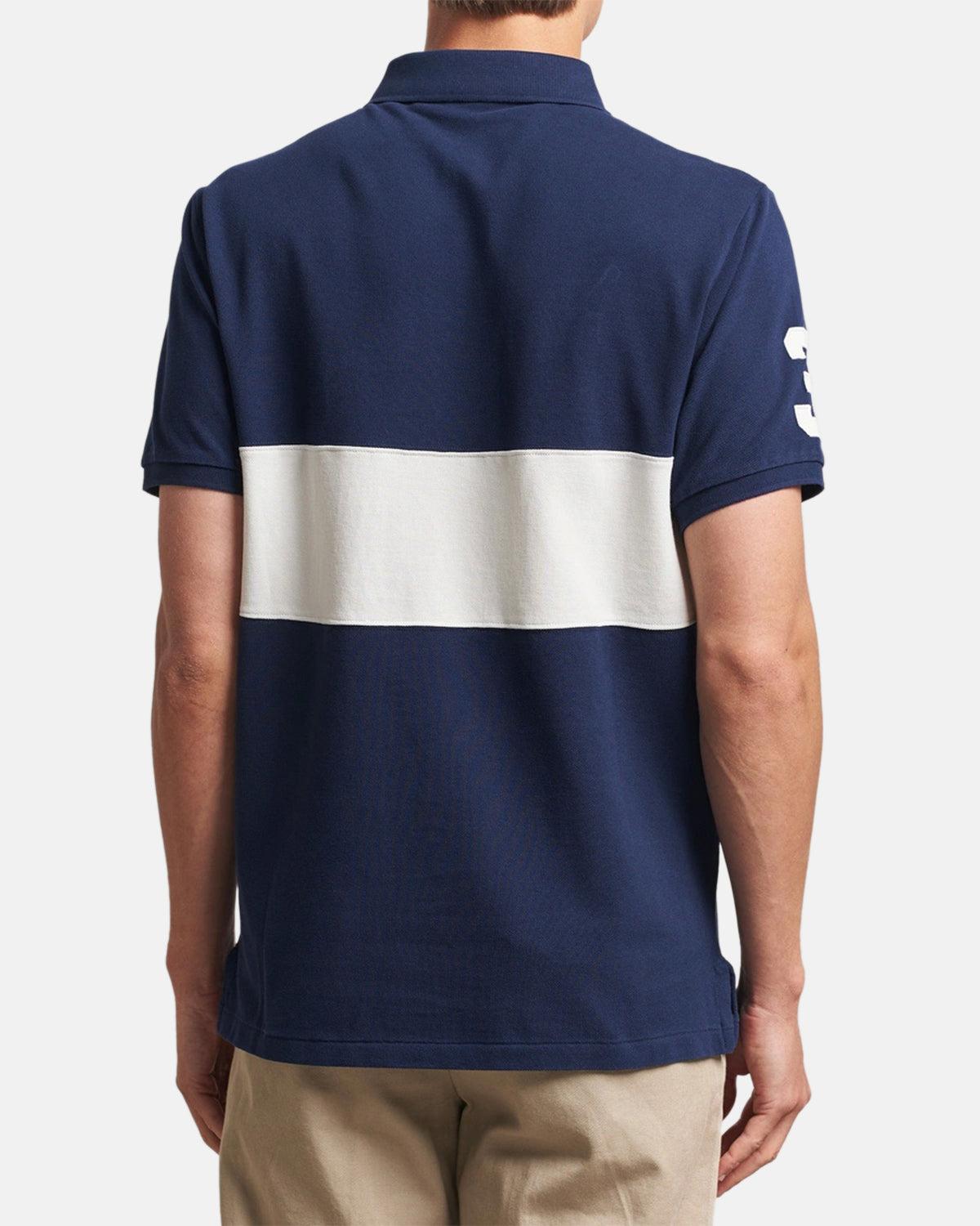 RALPH LAUREN CUSTOM SLIM FIT TEAM COLOURS POLO SHIRT NEWPORT NAVY NEVIS - RALPH-LAUREN-710978079-001-M - northern threads uk