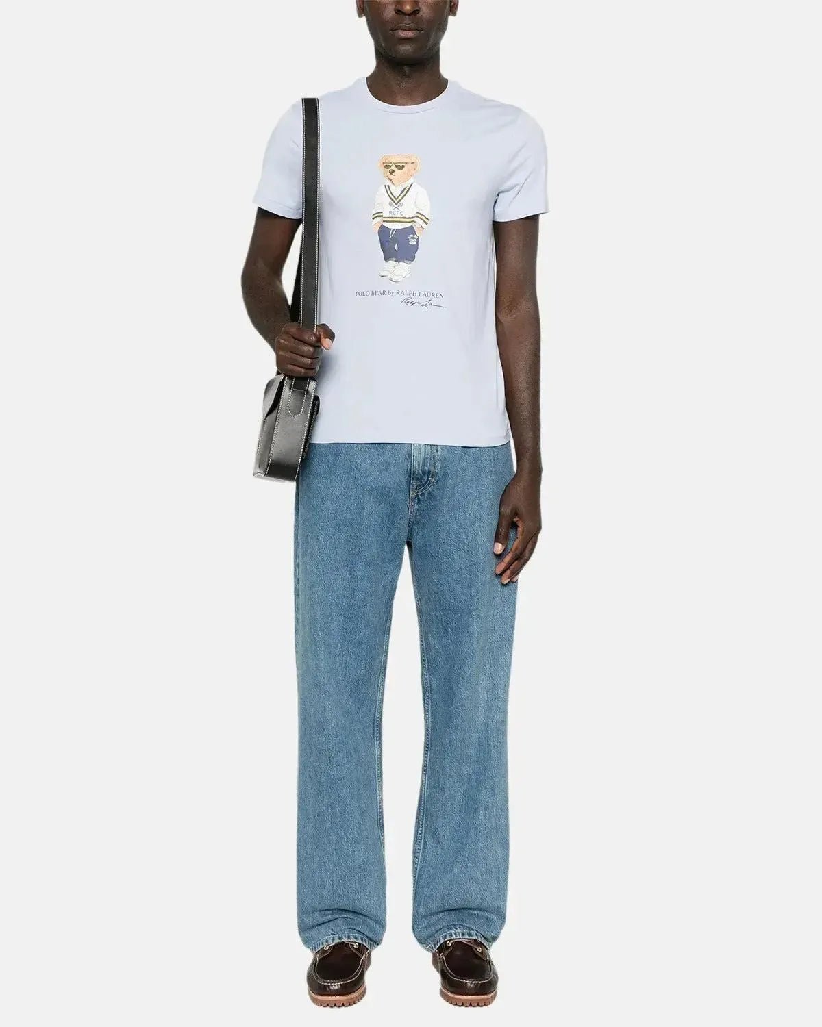 RALPH LAUREN CUSTOM SLIM FIT TENNIS POLO BEAR T - SHIRT CORNFLOWER BLUE - RALPH-LAUREN-710973137-001-S - northern threads uk