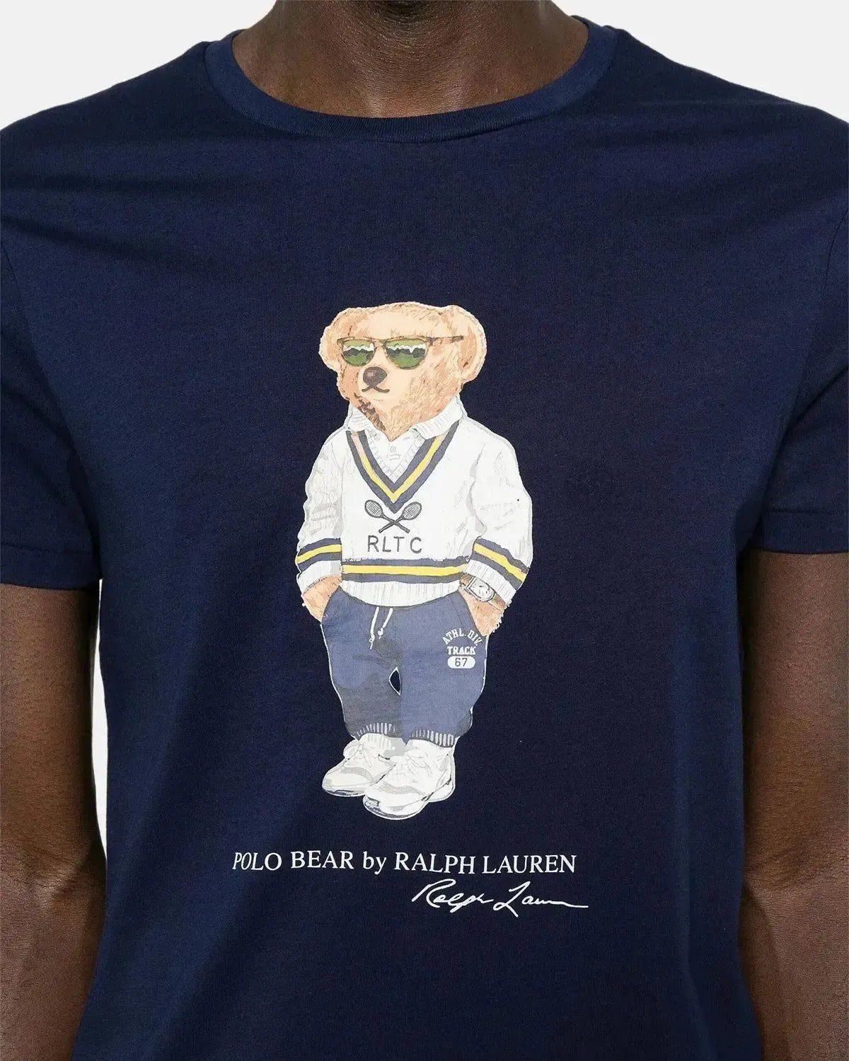 RALPH LAUREN CUSTOM SLIM FIT TENNIS POLO BEAR T - SHIRT NEWPORT NAVY - northern threads