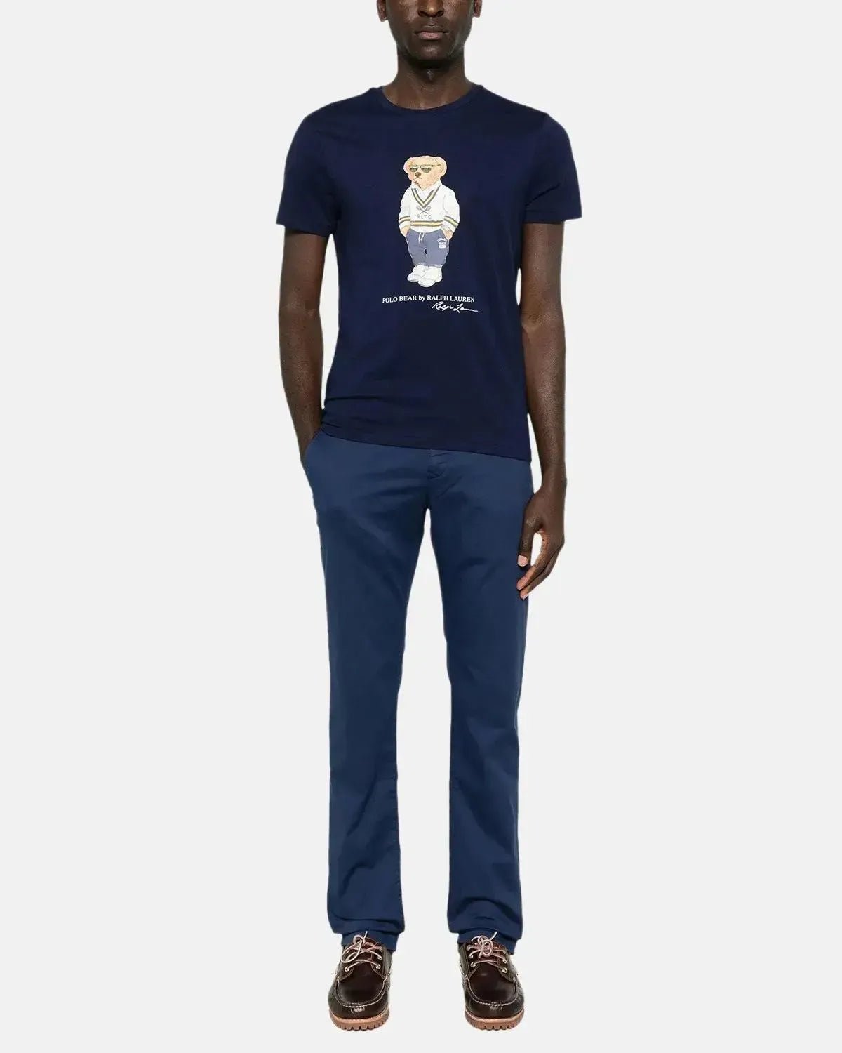 RALPH LAUREN CUSTOM SLIM FIT TENNIS POLO BEAR T - SHIRT NEWPORT NAVY - northern threads