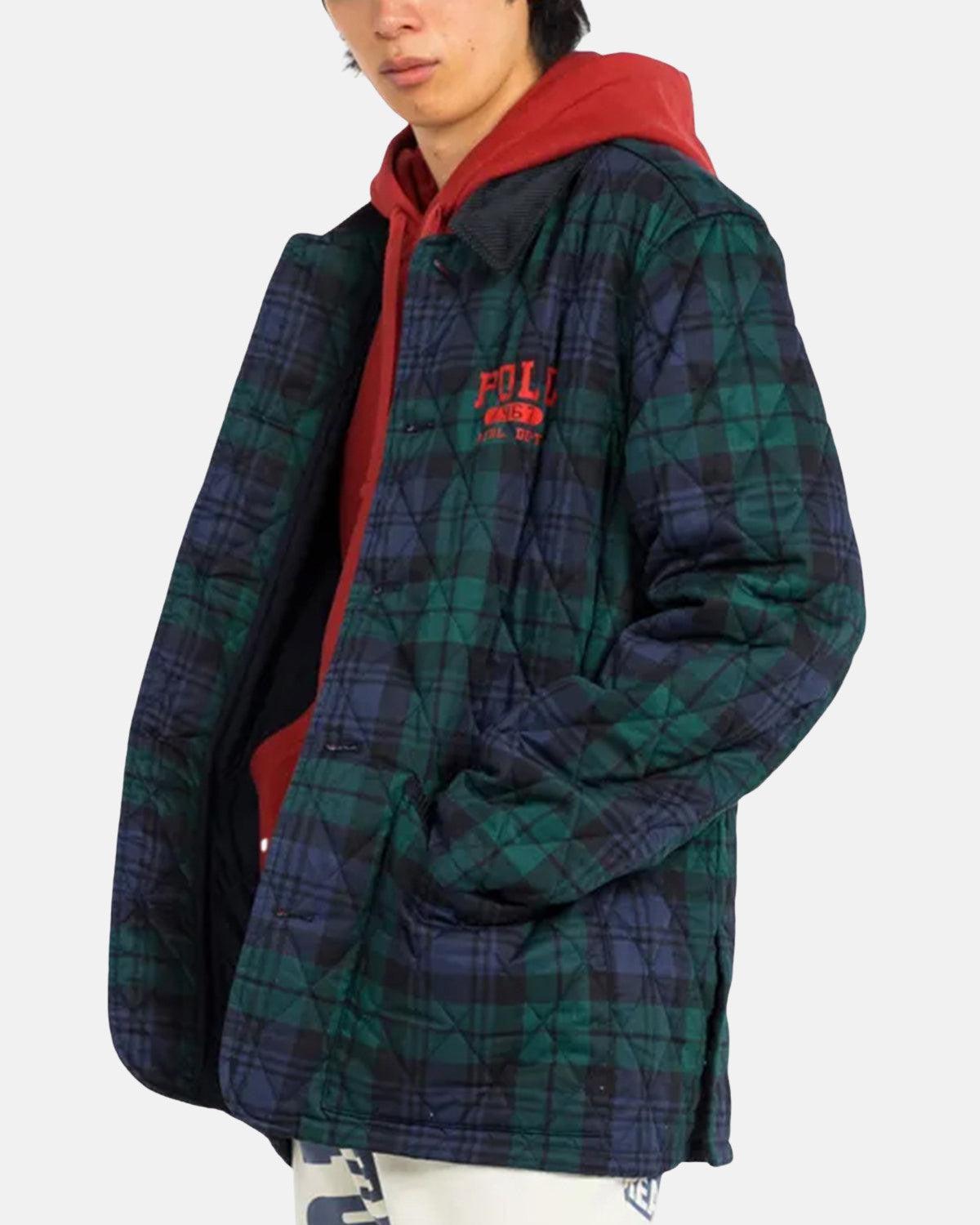 RALPH LAUREN LOGO PLAID BARN COAT HERITAGE BLACKWATCH - RALPH-LAUREN-710940789-001-M - northern threads uk